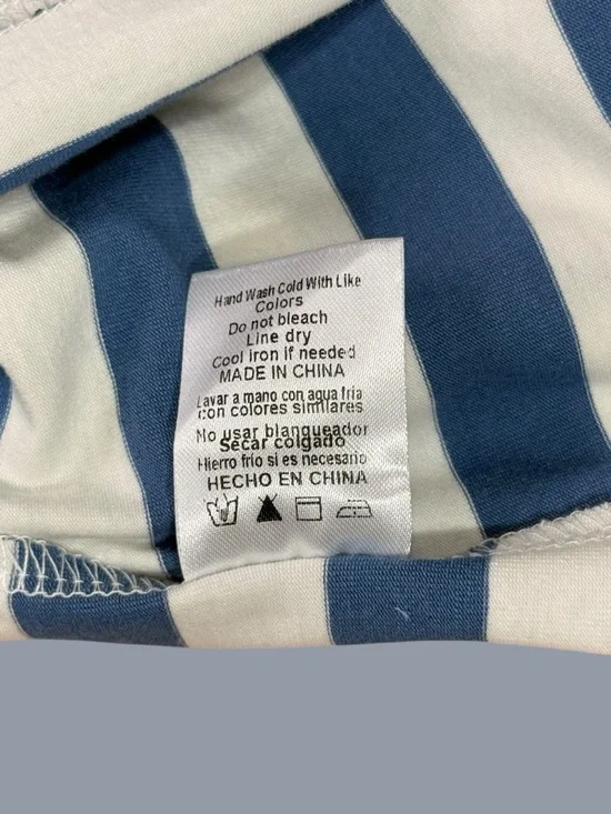 Del Rā Embellished Striped Polo Top Blue White Size M - Picture 8 of 8